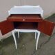 old bedside table in wood and white