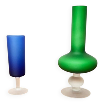 Vase from the Italian Satinato series and glass attributed to Carlo Moretti, 1970s, set of 2.