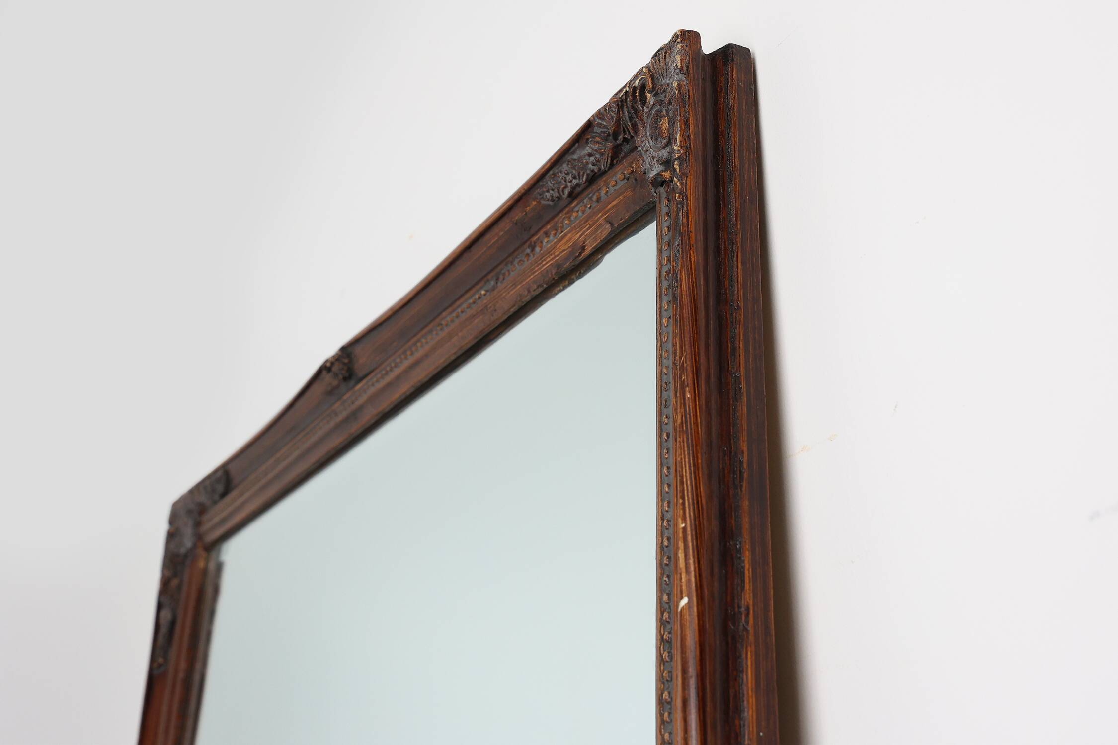 Antique French Facet-Cut Mirror in Carved Wood, circa 1850