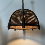 Vintage rattan and webbing hanging lamp 1970s retro