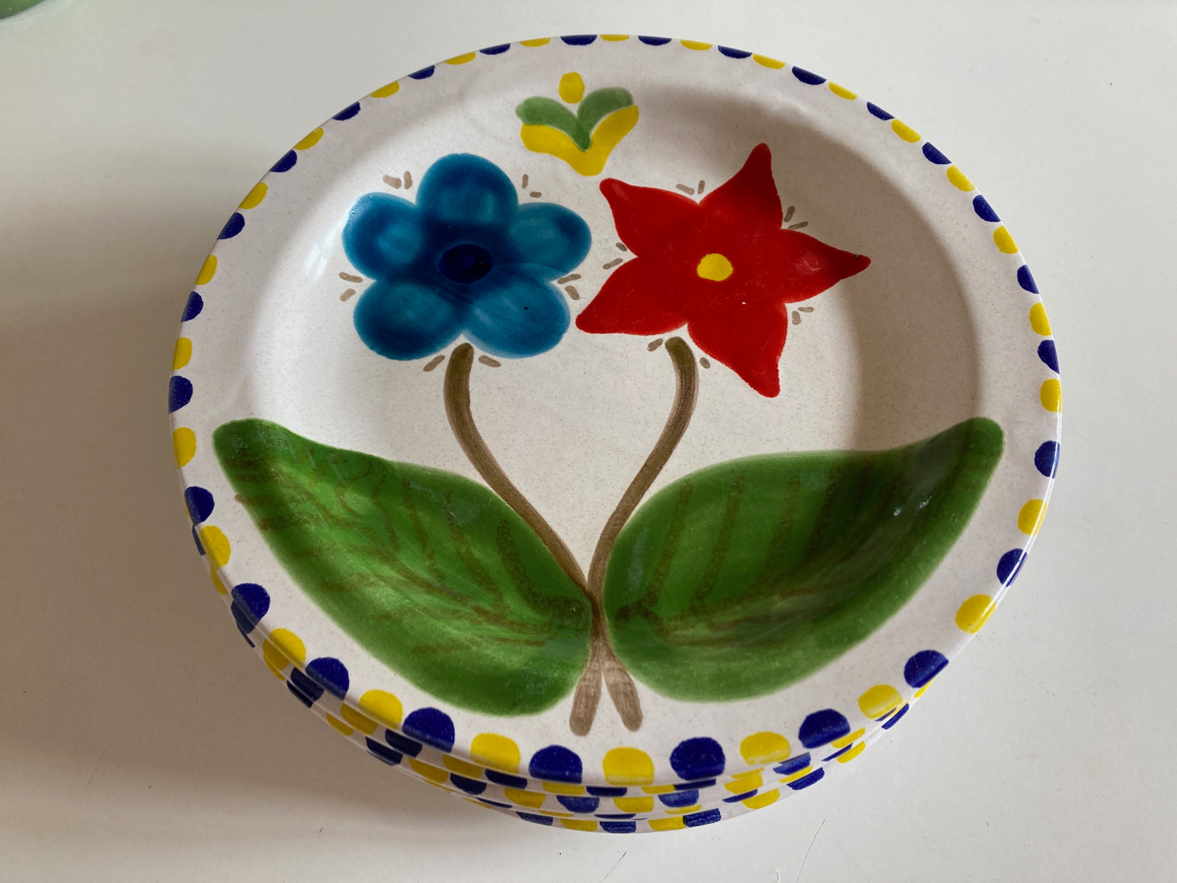 Set of 6 plates De Simone in glazed earth 1970 Italian work