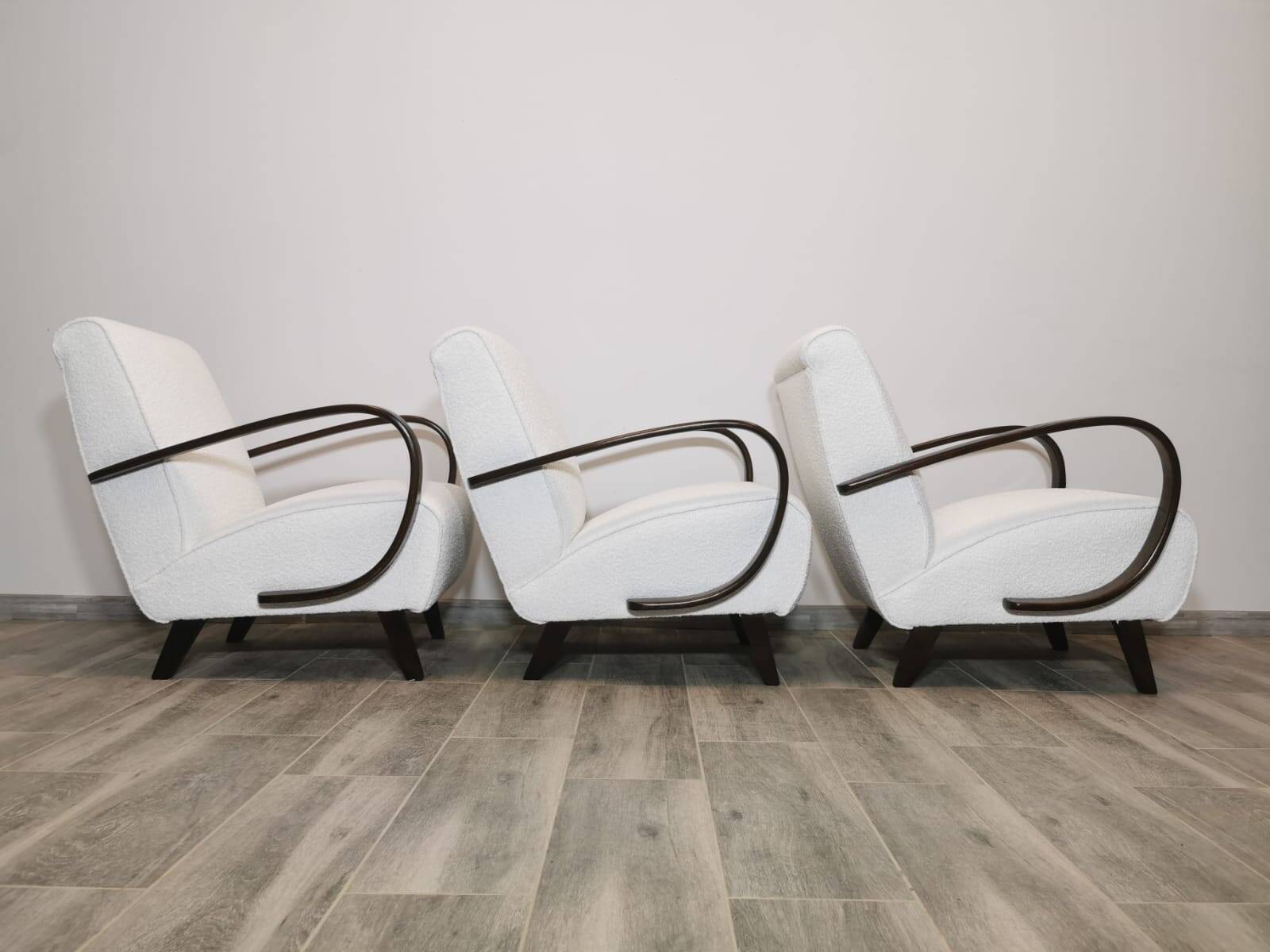 Set de 3 fauteuils par Jindrich Halabala, 1940s