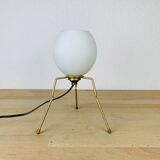 Lamp tripod brass 50s egg globe opaline