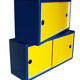 Wall shelves with sliding doors