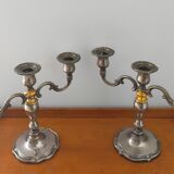 Pair of silver metal candlesticks