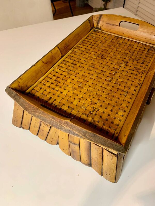 Plateau a thé vintage en bambou