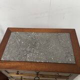 Pair of Louis XVI style bedside tables in mahogany and veneer, 20th century