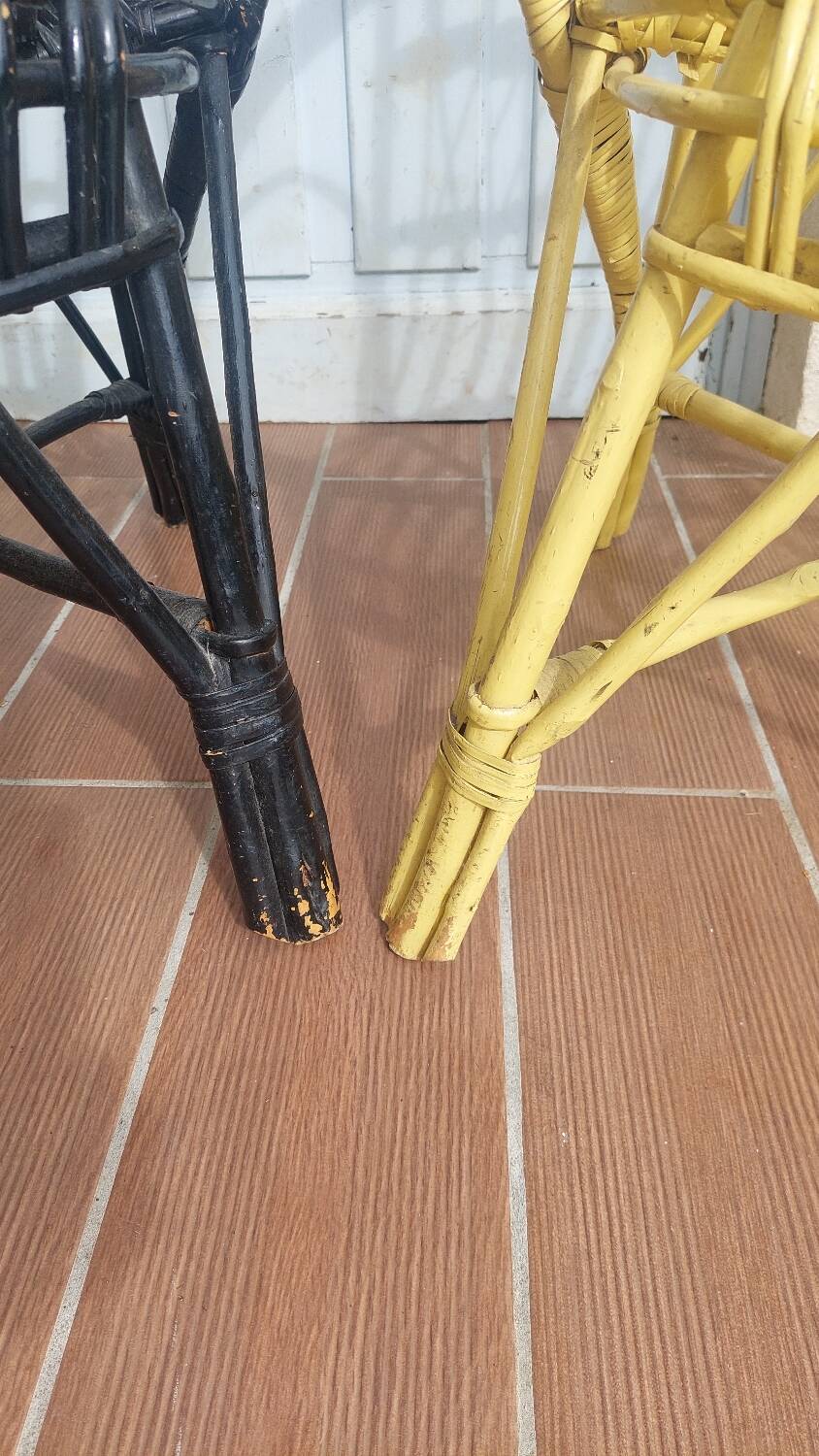 Duo of rattan armchairs