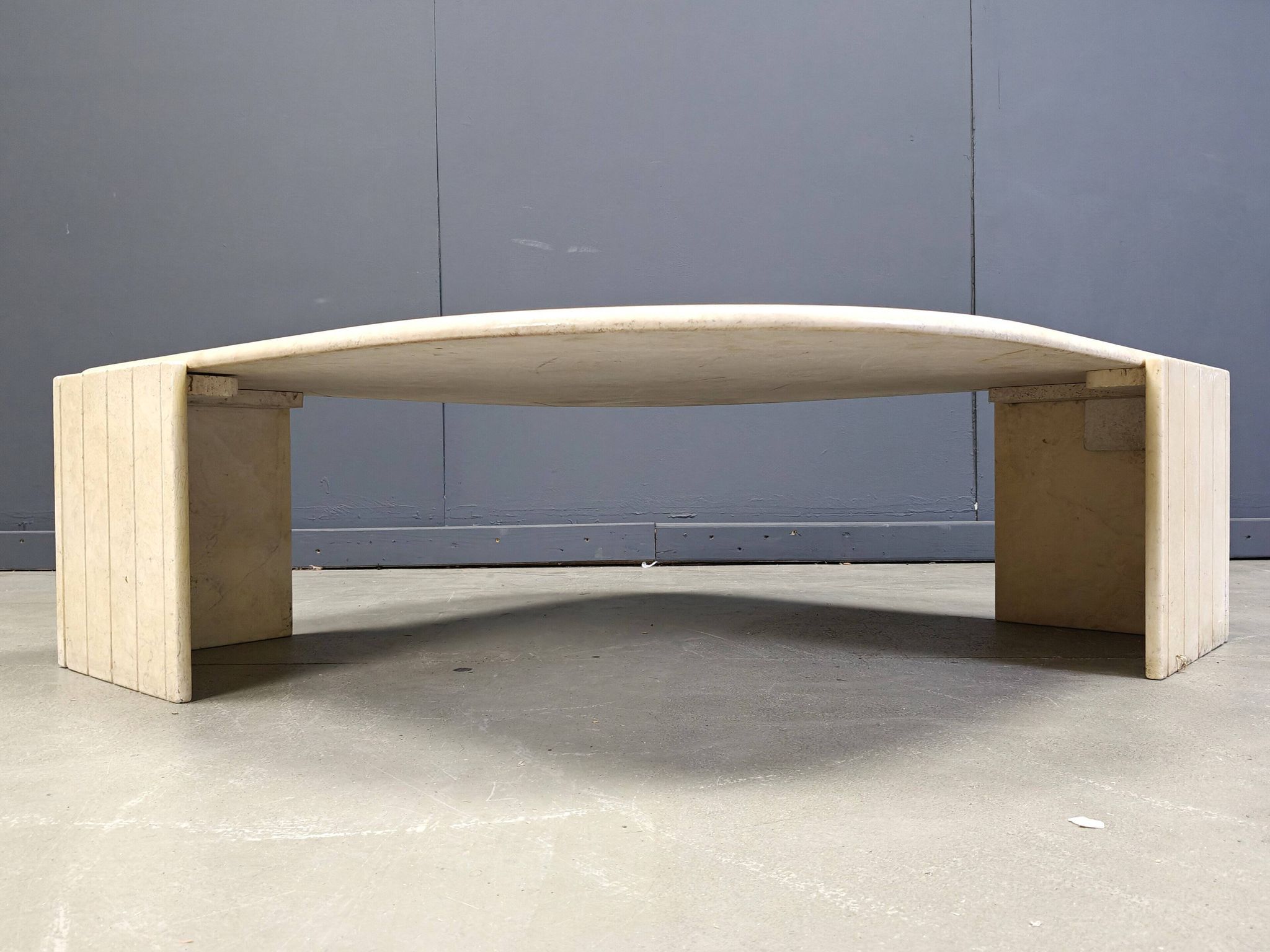 Vintage travertine coffee table by Roche Bobois, 1970s