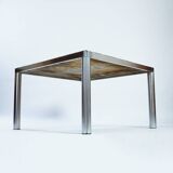 Kho liang ie dining table in aluminium and green marble, dutch, 1970s