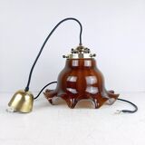 Brown glass pendant lamp, 1970s