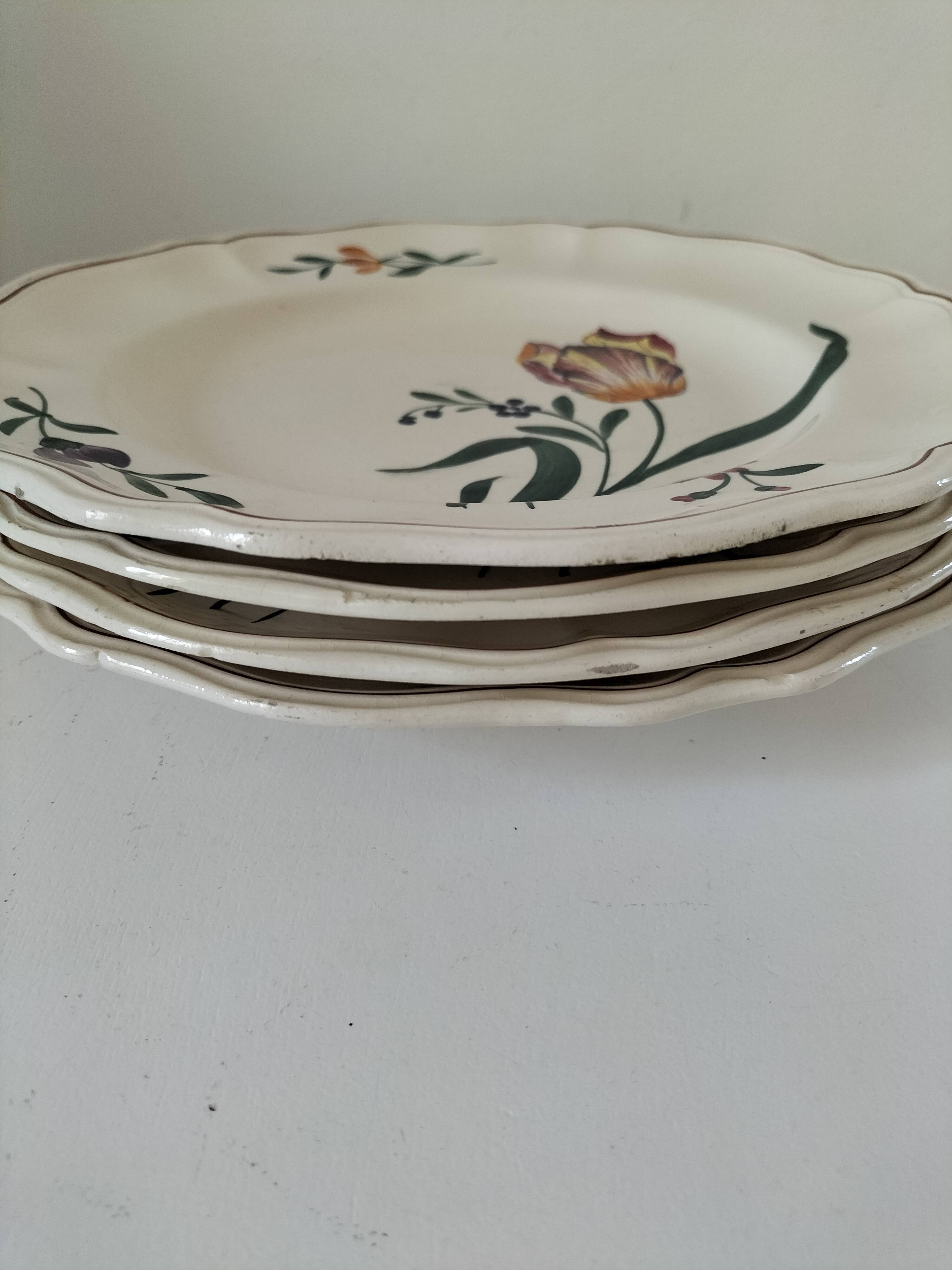 Antique Longchamp plates – “Tulips” model – 1950s-1960s