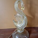 Murano swan-shaped lamp - Blown glass with gold inclusions - 1950