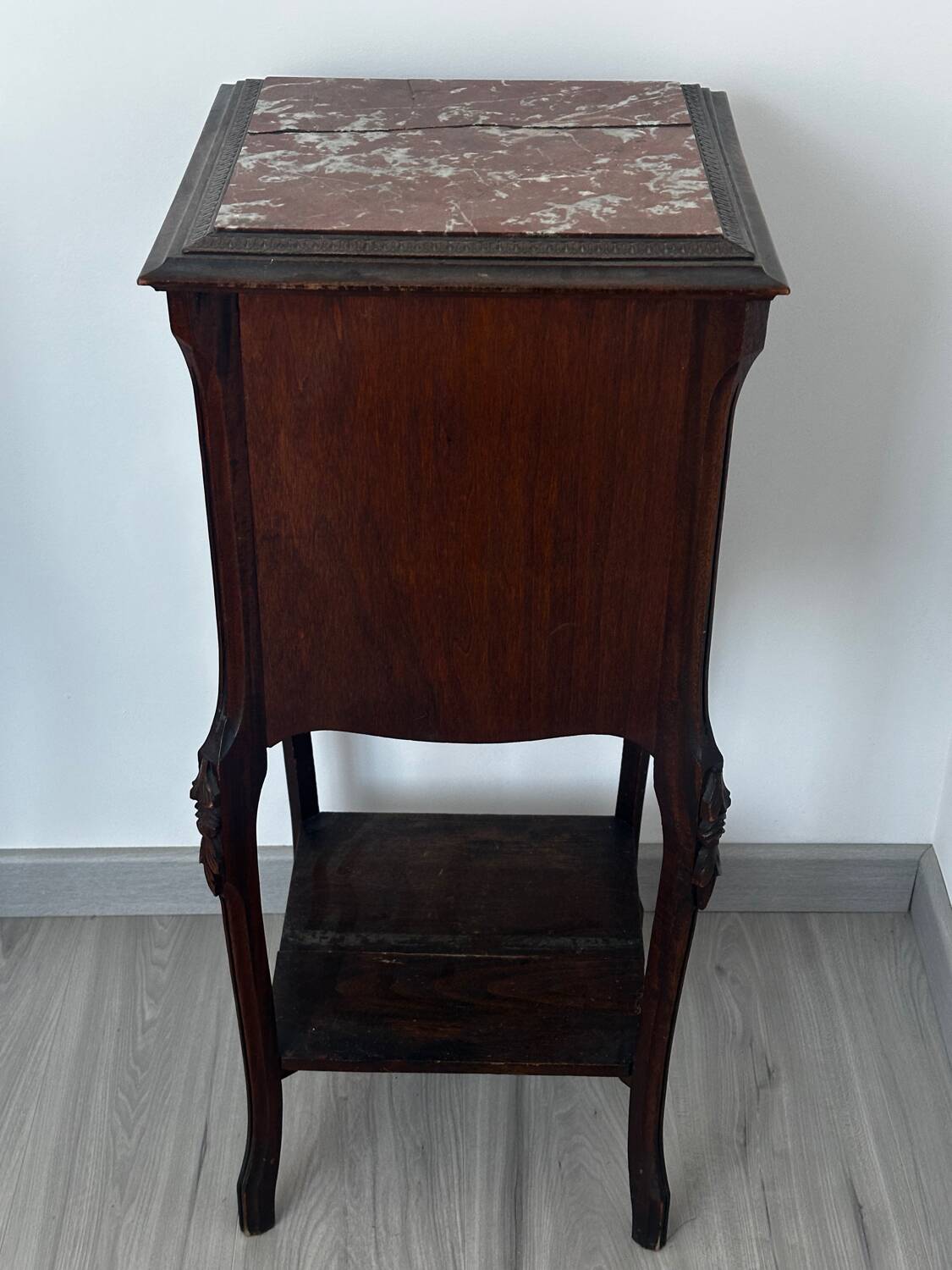 Nightstand / occasional table, late 19th century, wood and marble.