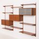 Three-compartment teak wall cabinet by Kai Kristiansen for FM Mobler, Denmark, 1960s