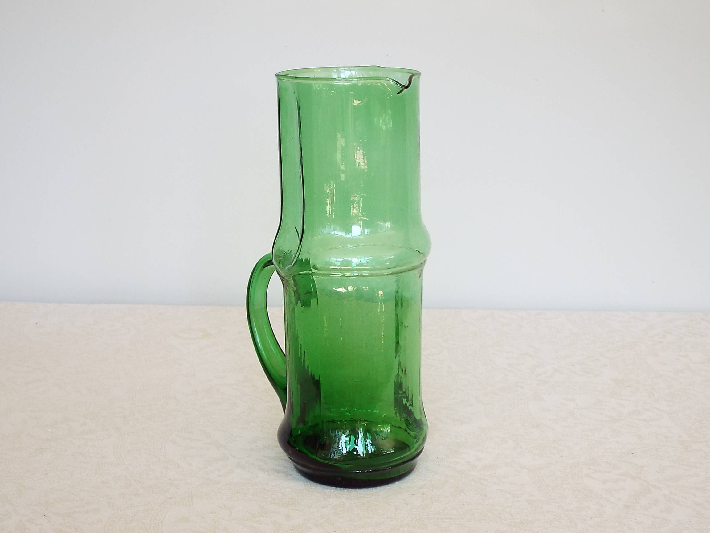 Green glass pitcher