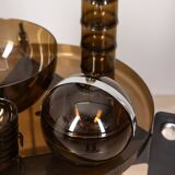 Chariot et ensemble de verres et de mugs vintage des années 70 design par l.massoni pour guzzini