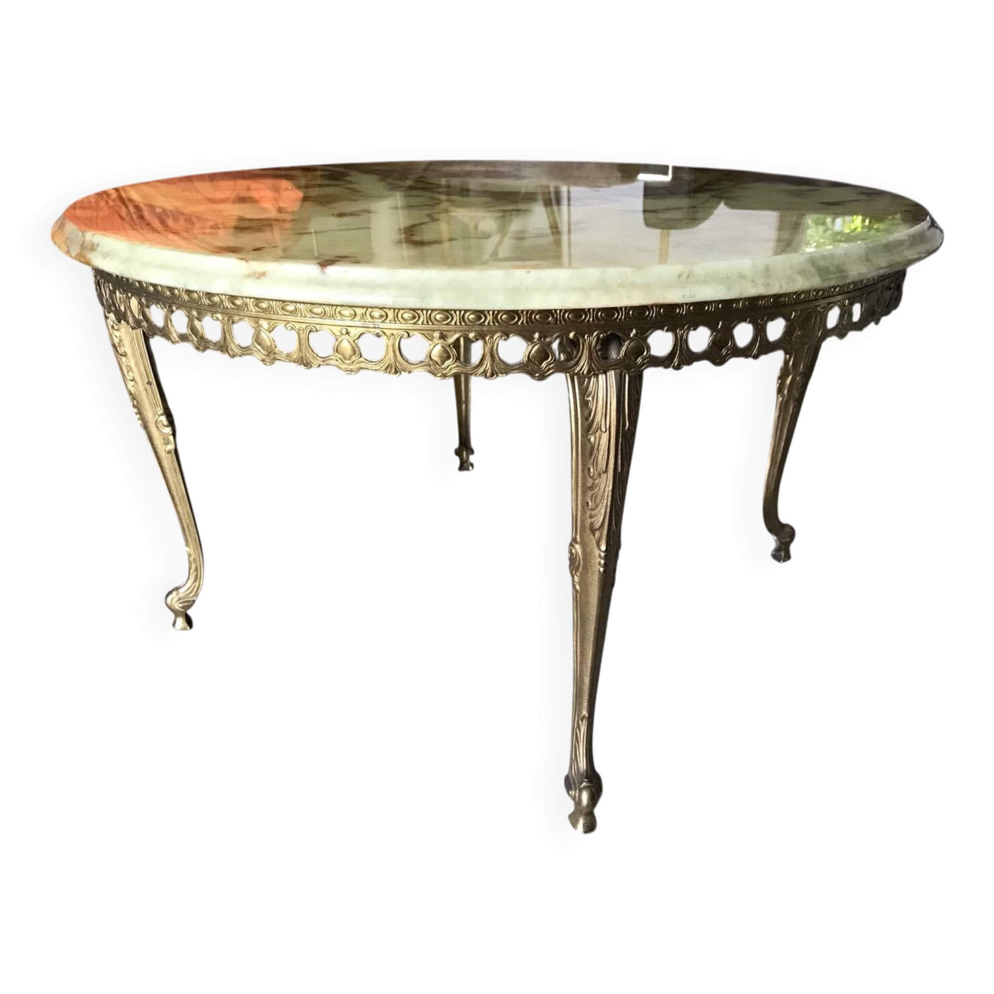 Marble and brass side coffee table