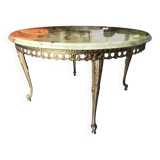 Marble and brass side coffee table