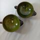 2 green glazed stoneware bowls with floral pattern – decorative tableware