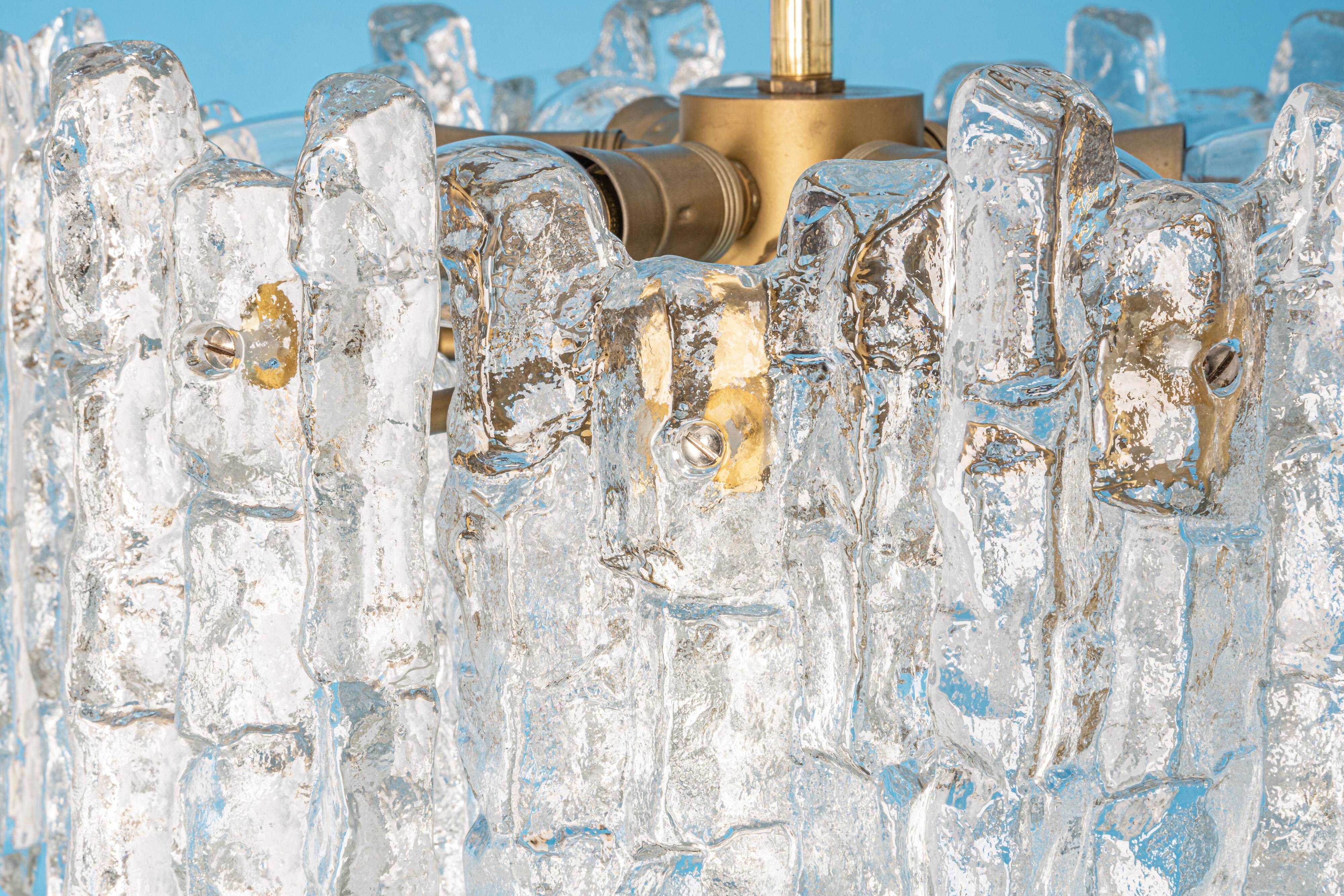 Large frosted glass chandelier from Murano by Kalmar, Austria, 1960s.