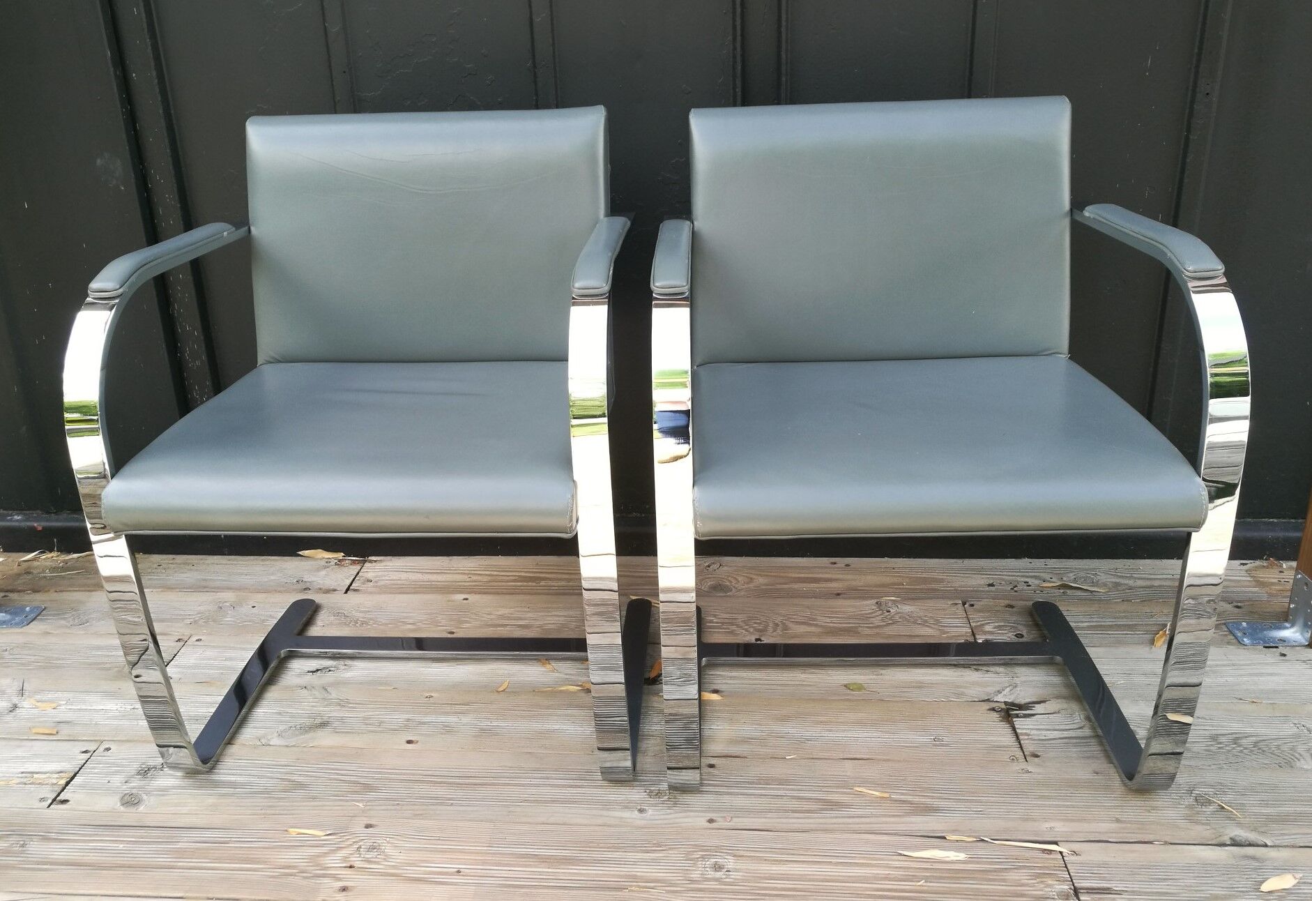 Gray skai chrome design armchair