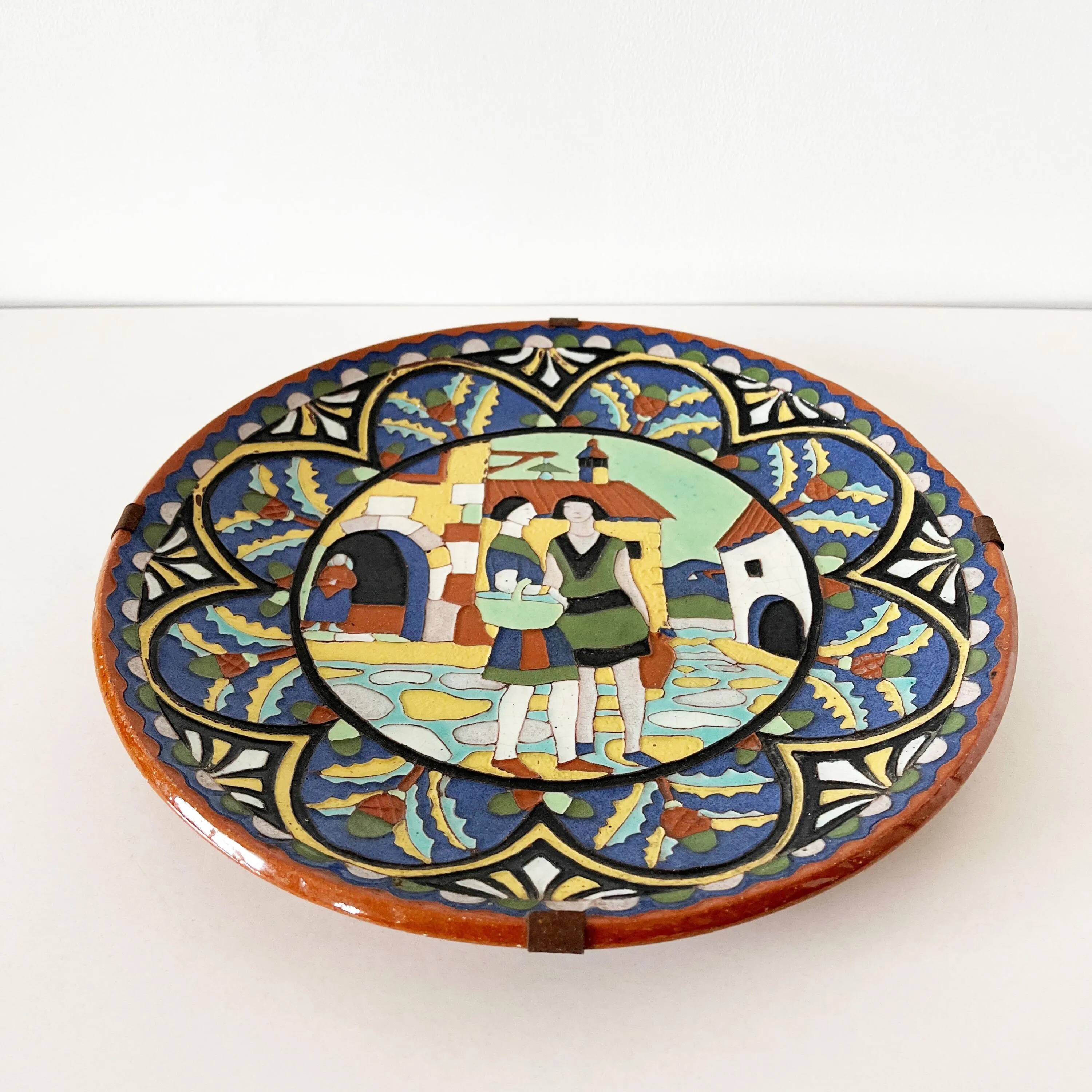 Large glazed terracotta dish