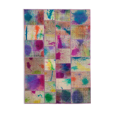 Handwoven anatolian contemporary 173 cm x 244 cm purple patchwork carpet