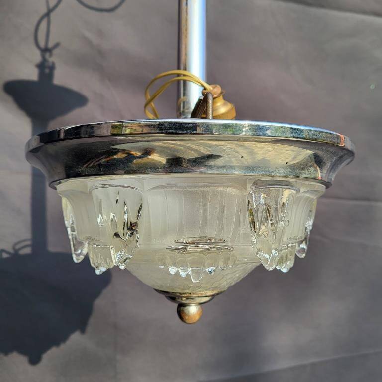 Lustre verre EZAN Art Déco 1930 - Jean Gauthier