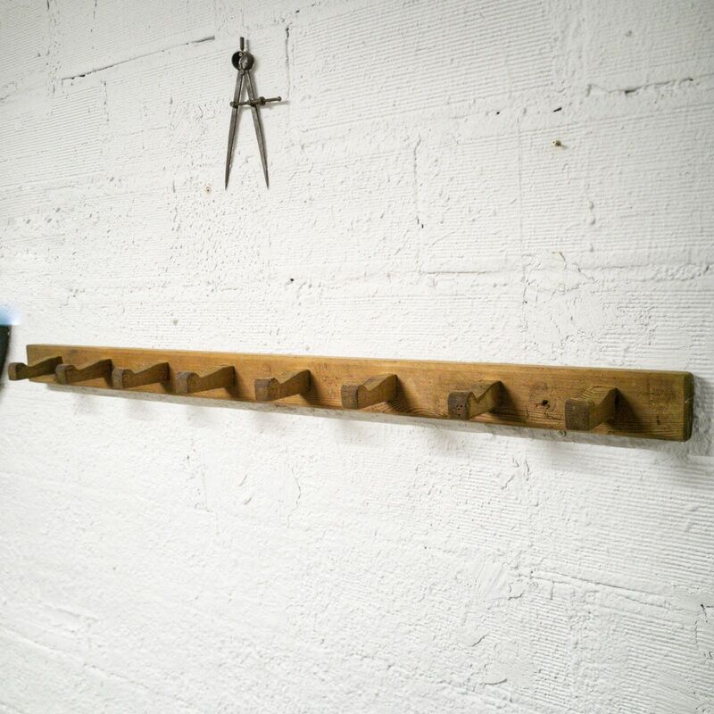 Brutalist wall coat rack with 8 hooks