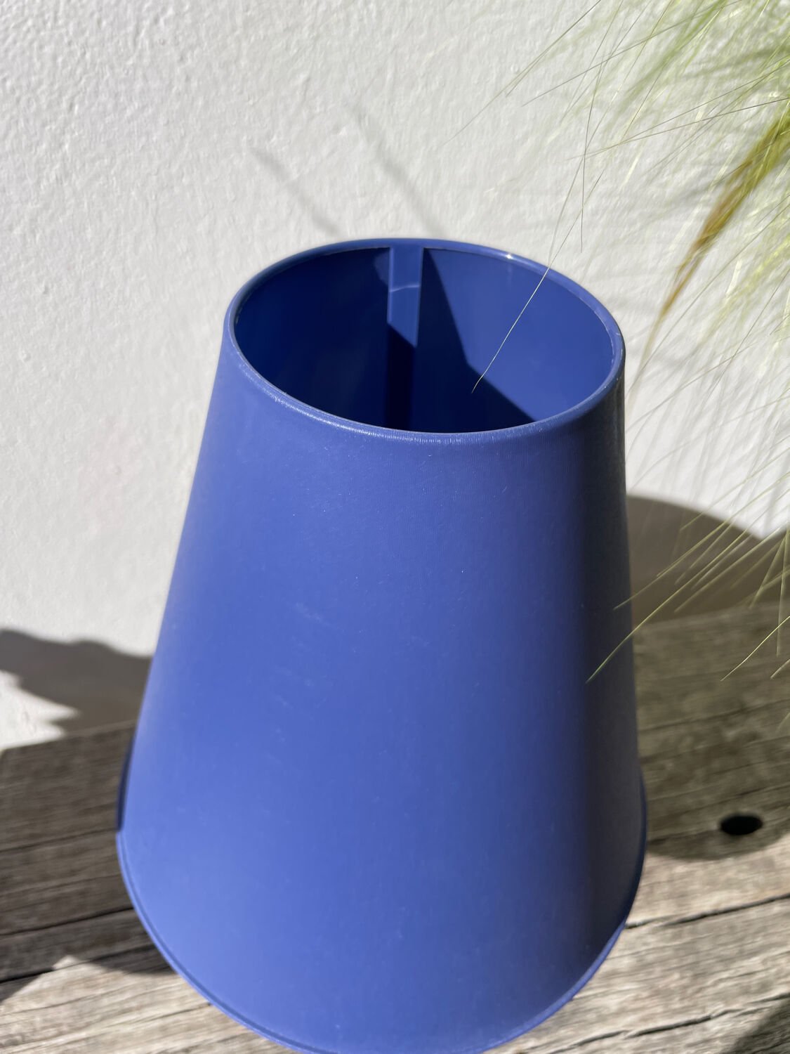 Pair of green and blue wooden ball lamps