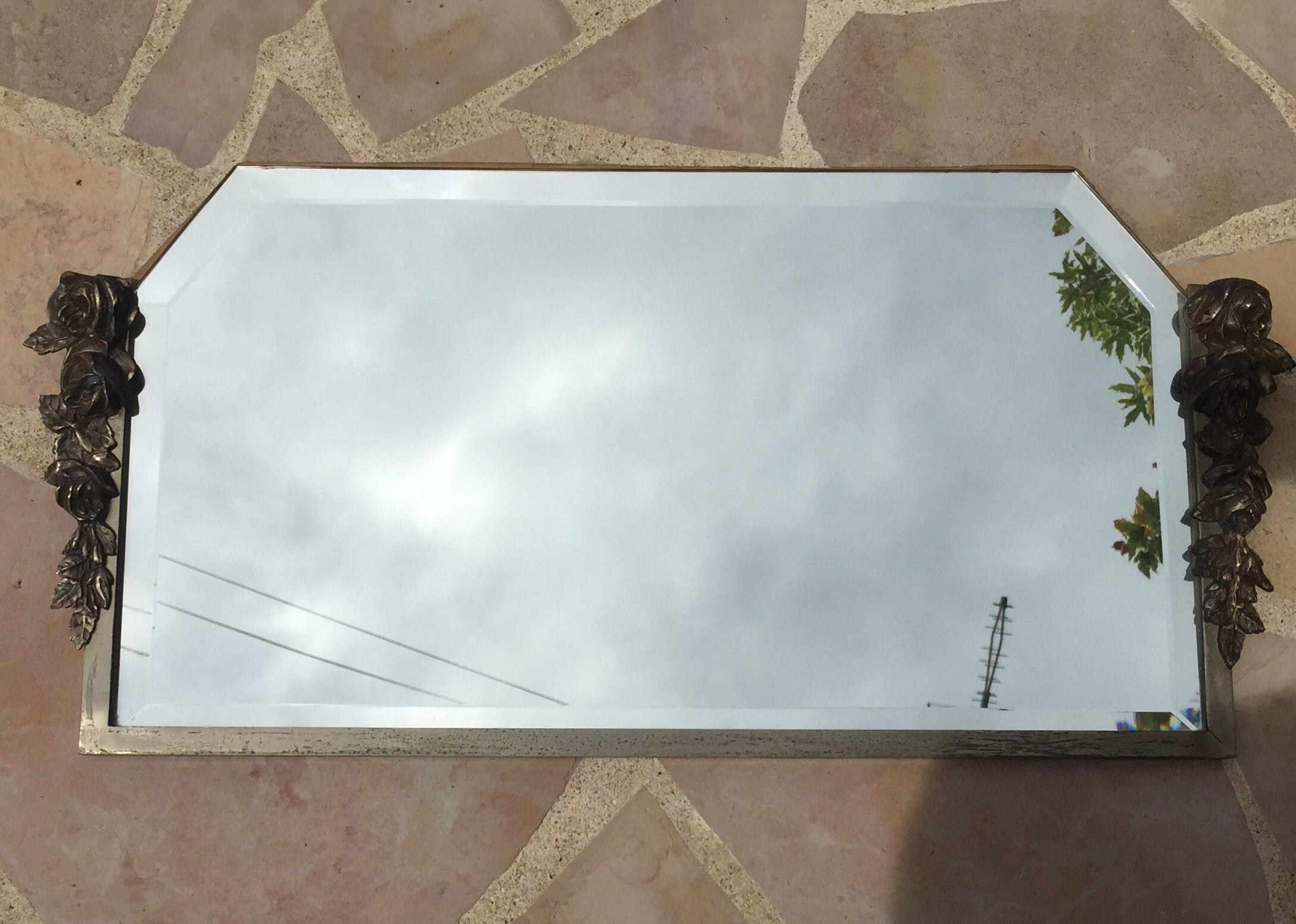 Miroir art déco biseauté  34 x 70 cm
