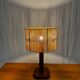 Lampe de table vintage en pin et teck avec nouvel abat-jour, années 70.