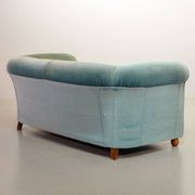 Chesterfield Duotone 2-Seat Sofa in Frosted Blue & Green Velvet 1950s