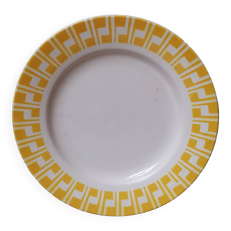 Vintage yellow geometric plate Sarreguemines Digoin France