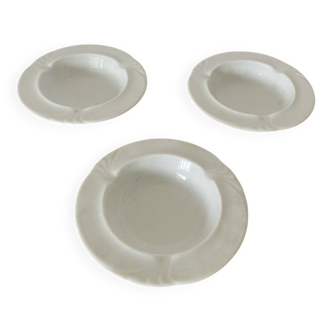 3 Ashtray LILIEN White Porcelain Austria Vintage