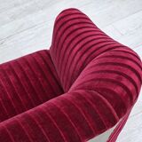 1950s, Danish 2-seater sofa, red furniture velour, ash wood legs.