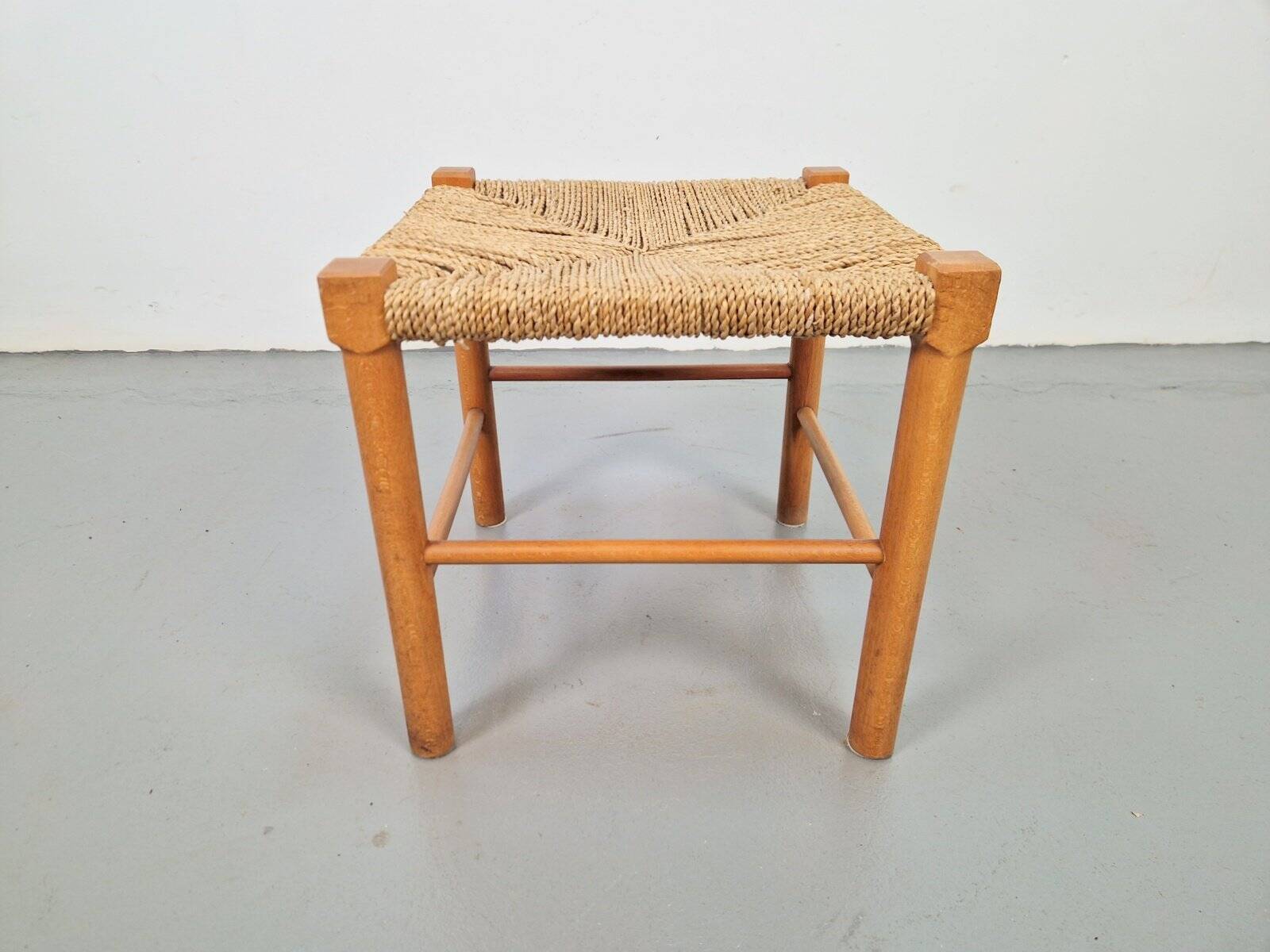 Vintage Danish Rope Stool in Beech, 1960s