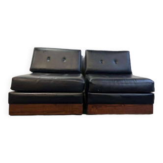 Set of 2 vintage benches/armchairs/modulable seats