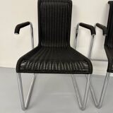 6 chaises noires tubulaires design d'Axel Bruchhäuser modèle D20 bauhaus