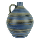 VASE en forme de cruche des années 1950 avec un motif rayé en bleu, marron et noir modèle 252/30