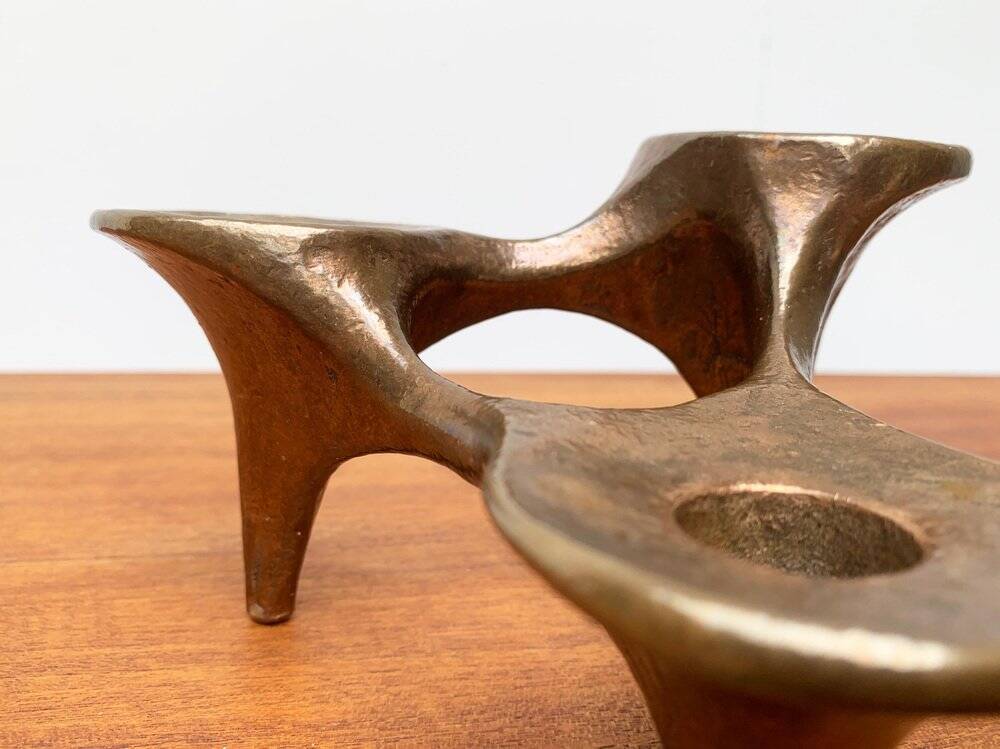 Vintage German brutalist metal candlestick by Harjes.