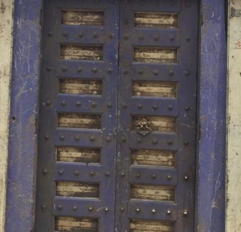 Old Indian door in old teak, piece and patina of origin