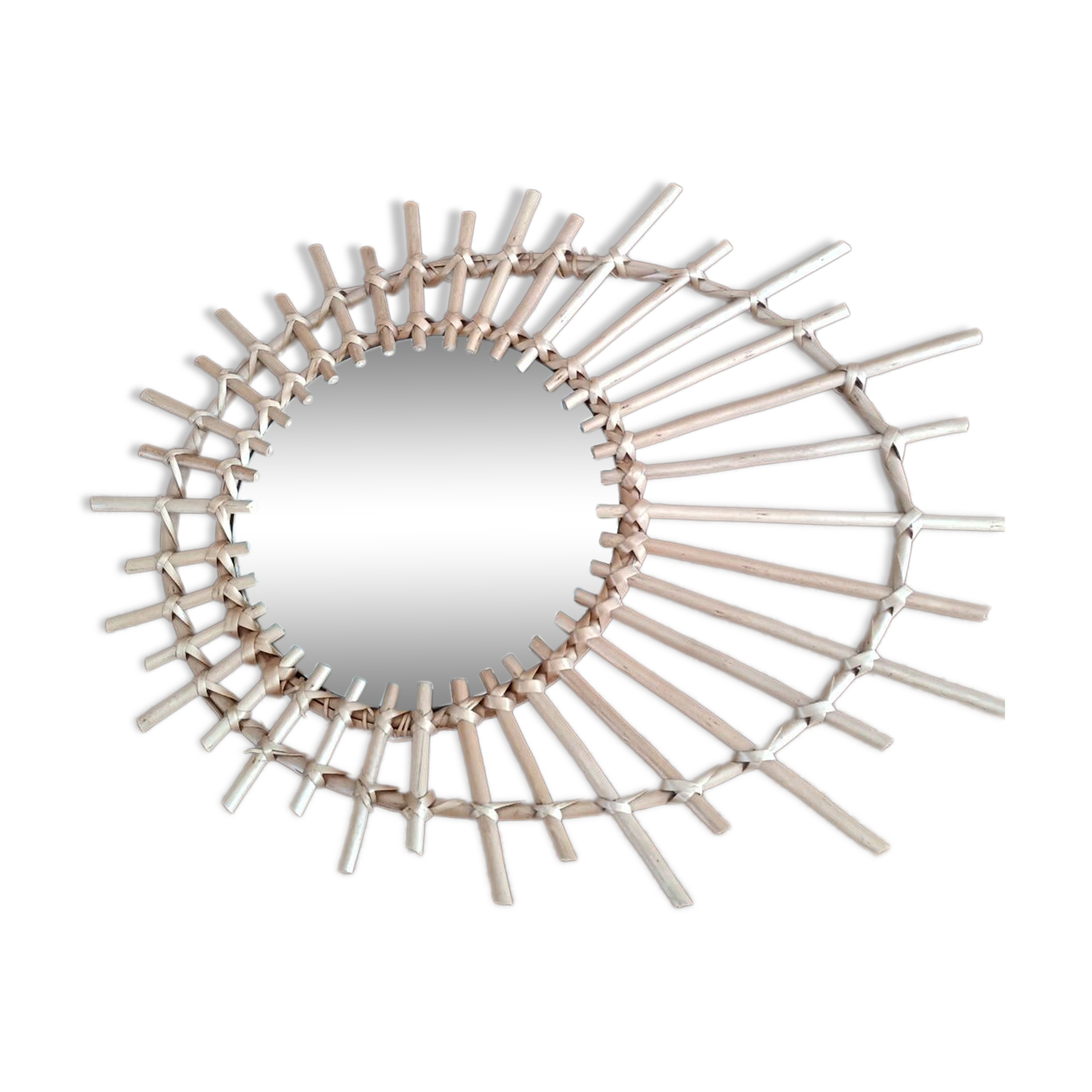 Oval rattan sun mirror