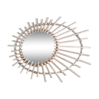 Oval rattan sun mirror
