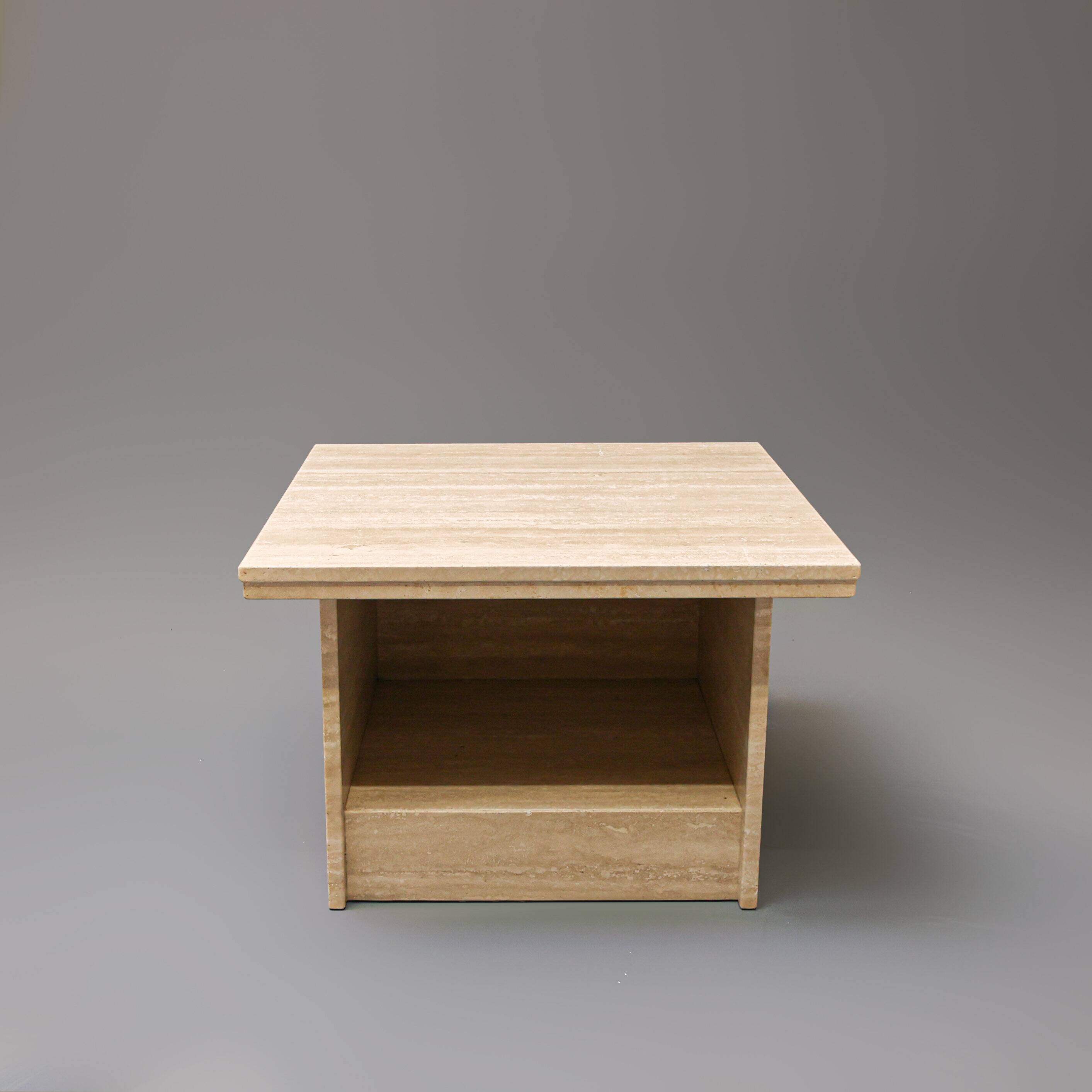 Vintage Italian travertine side table / nightstand