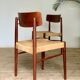 Chaise scandinave vintage en teck et cord