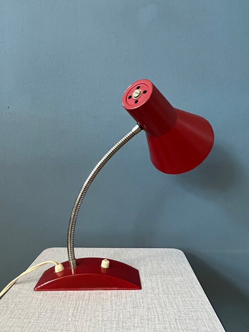 Flexible desk lamp vintage space age red