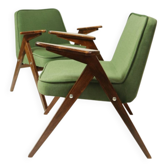 Pair de fauteuils vintage vert royal conclu par Chierowski