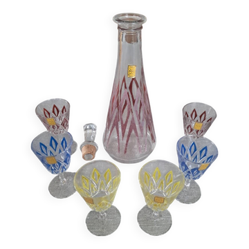 New carafe and glasses set, Champagne glassware from Reims, 1950s